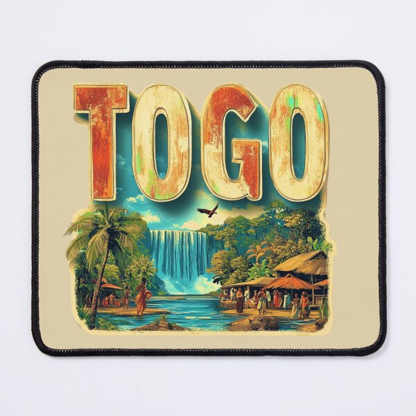Item preview, Togo Scenic Waterfall Village – Vintage Travel Style designed and sold by Myra365Art.