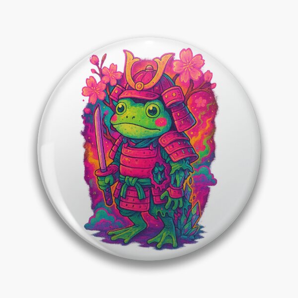 Item preview, Frog Samurai Blossom – Cute Warrior Spirit designed and sold by BeetleDots.