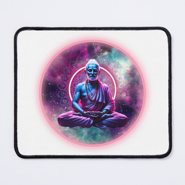 Item preview,  Sai Baba with Radiant Neon Aura Meditating Under Cosmic Sky – Spiritual Neon Mandala Art designed and sold by RvinJo8.