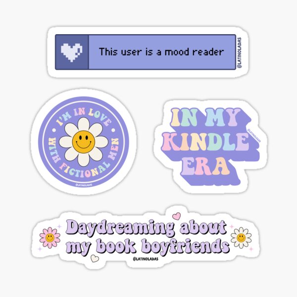 Item preview, In My Kindle Era / This User Is A Mood Reader / I'm In Love With Fictional Men / Daydreaming about my book boyfriends Sticker Pack designed and sold by Latinoladas.