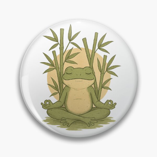 Item preview, Zen Frog Under Bamboo – Tranquil Meditation Art designed and sold by BeetleDots.