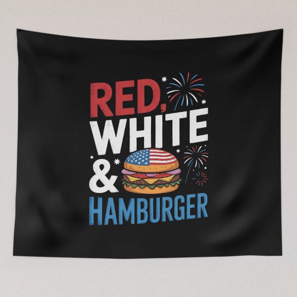 Item preview, Red White And Hamburger 4th Of July US Flag Fast Food Lover designed and sold by BakeryDozen.