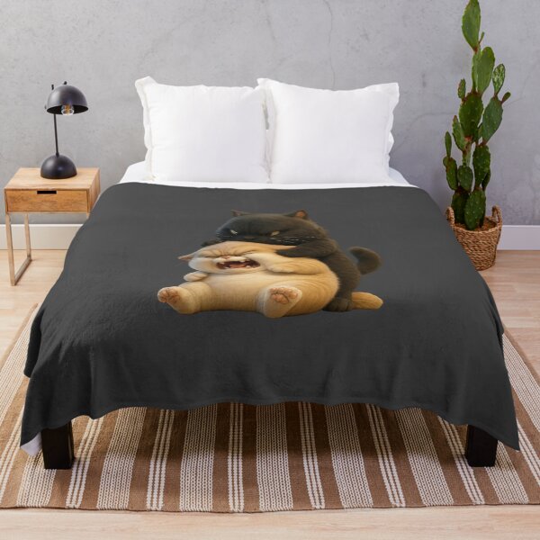 Item preview, Angry Black Cat Attacking Crying Chubby Cat - Funny Cartoon Style Illustration designed and sold by iamwonderkitty.