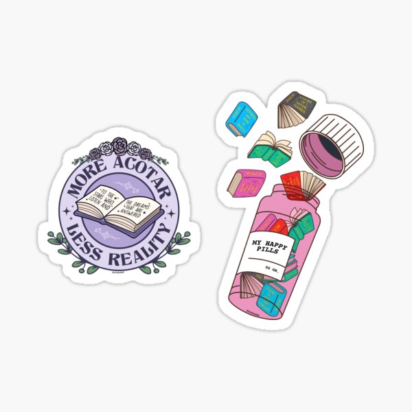 Item preview, More Acotar Less Reality / Acotar Happy Pills / Bookish Purple Pink Sarah J Maas Book Series Pack / A Court Of Thorns And Roses Bookish Merch Kindle Tbr Romance Lovers Booktok Rhysand Feyre Velaris  designed and sold by Latinoladas.