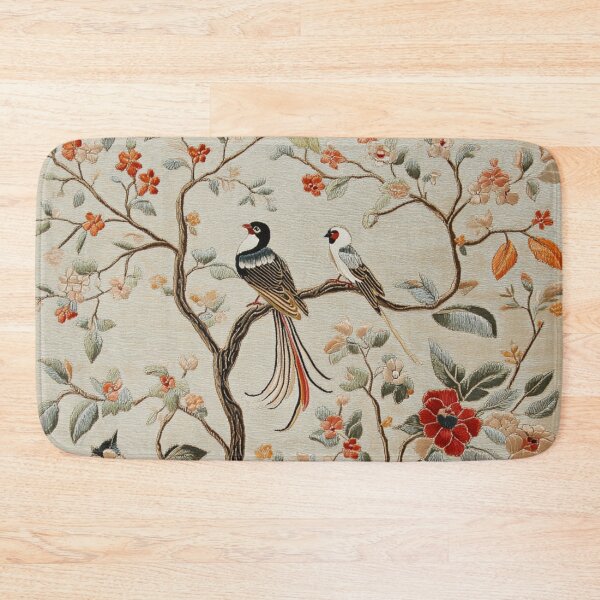 Item preview, Beige Silk Floral Birds Carpet designed and sold by GrinGalore.