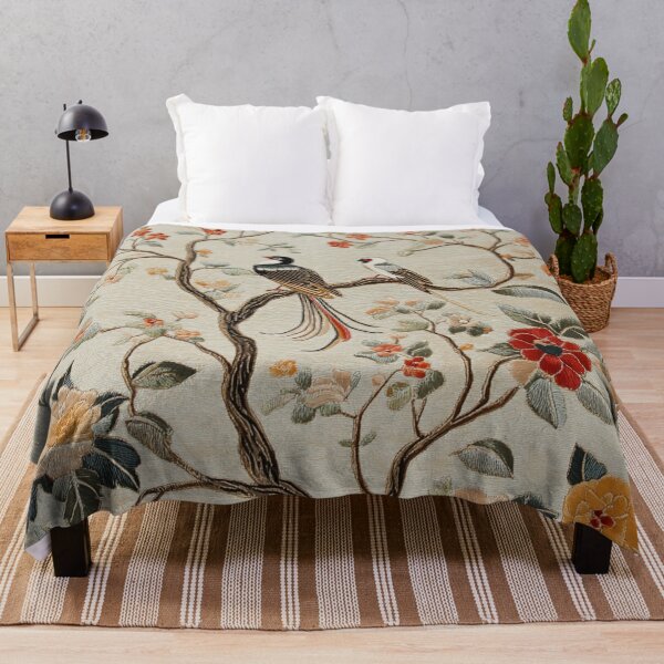 Item preview, Beige Silk Floral Birds Carpet designed and sold by GrinGalore.
