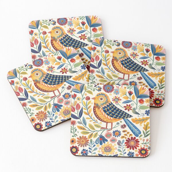 Item preview, Scandinavian Folk Art, Bird and Flowers designed and sold by xiao xuans.