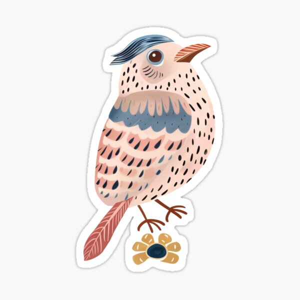 Item preview, Scandinavian Folk Art, Pink Bird  designed and sold by xiao xuans.