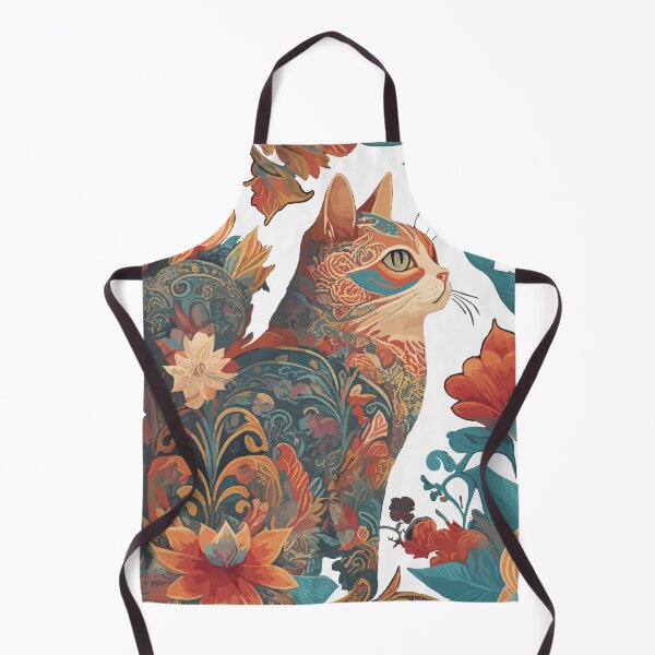 Item preview, Cat in Floral Folk Art illustration designed and sold by mythographiaart.