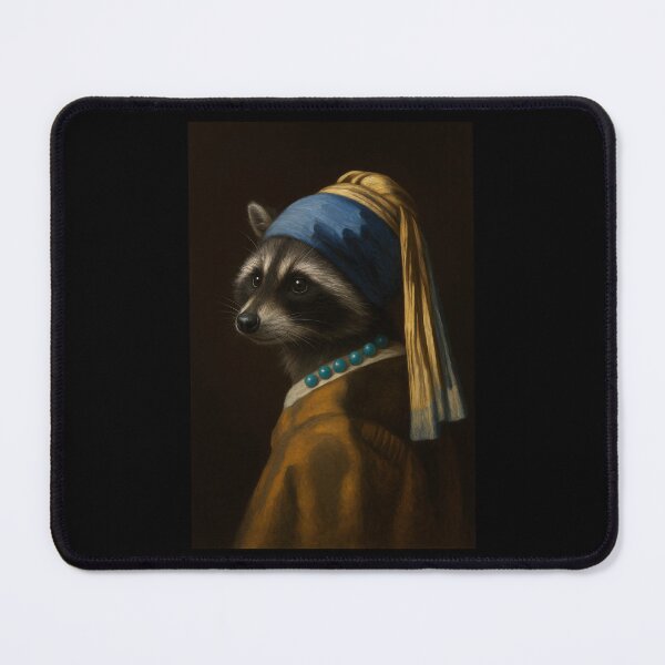 Item preview, Raccoon Girl Pearl Earing Painting Art Boys Girls Kids designed and sold by rafaeltto.