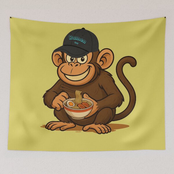 Item preview, Adorable Ramen Boy Monkey designed and sold by tinkeybabes.