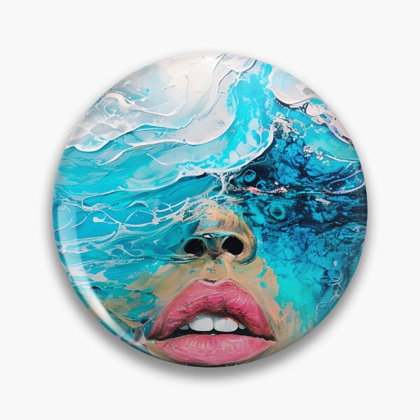 Item preview, Vibrant Abstract Human Face with Oceanic Textures Painting Art designed and sold by paulrommer.