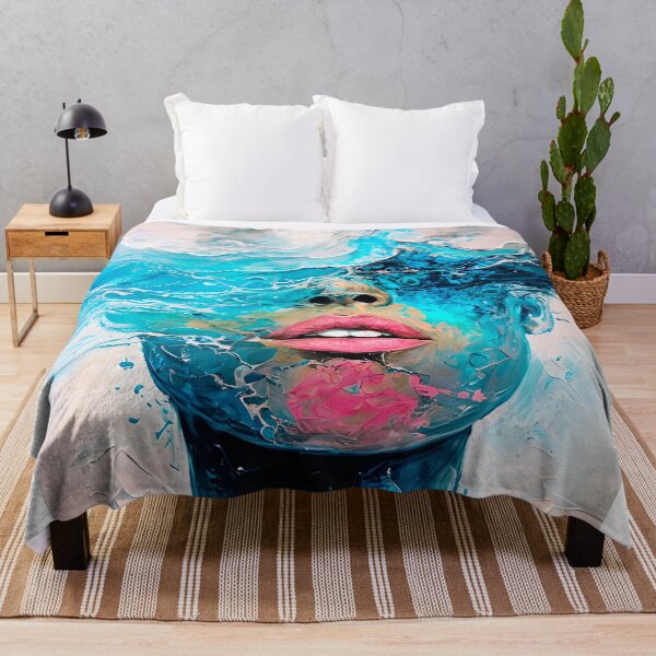 Item preview, Vibrant Abstract Human Face with Oceanic Textures Painting Art designed and sold by paulrommer.