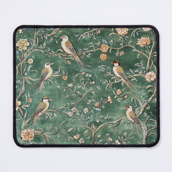 Item preview, Green Silk Floral Birds Carpet designed and sold by GrinGalore.