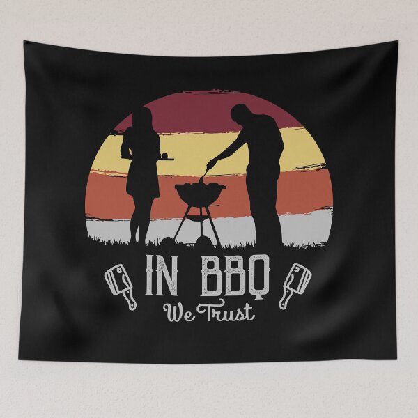 Item preview, In BBQ We Trust - Bold Grill Master retro vintage BBQ T-Shirt designed and sold by spaceopy.