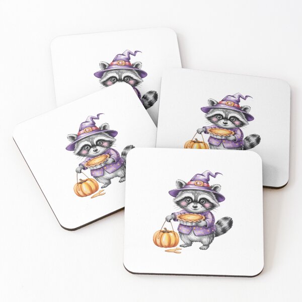 Item preview, cute raccoon holding a pie and a pumpkin basket designed and sold by jkrphoto.