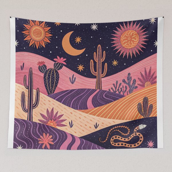 Item preview, Mystic Desert Dreamscape – Celestial Cactus Night designed and sold by Artsprint941.