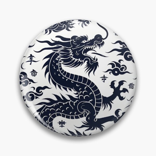 Item preview, Chinese Dragon Black White Pattern designed and sold by Jcat7.