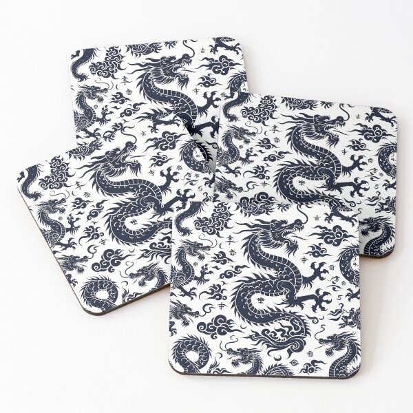Item preview, Chinese Dragon Black White Pattern designed and sold by Jcat7.