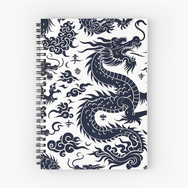Item preview, Chinese Dragon Black White Pattern designed and sold by Jcat7.