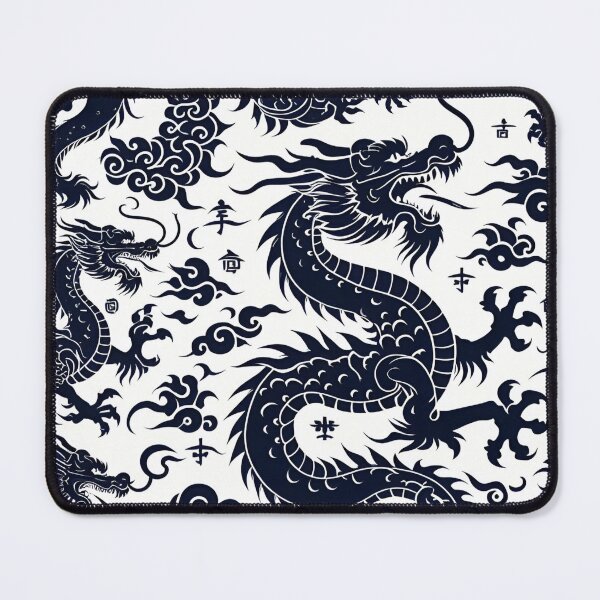 Item preview, Chinese Dragon Black White Pattern designed and sold by Jcat7.