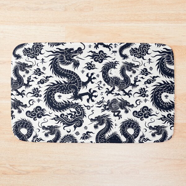 Item preview, Chinese Dragon Black White Pattern designed and sold by Jcat7.