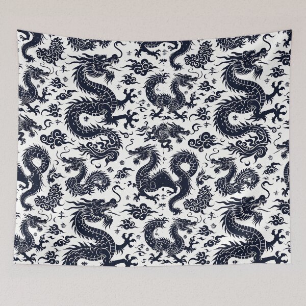 Item preview, Chinese Dragon Black White Pattern designed and sold by Jcat7.