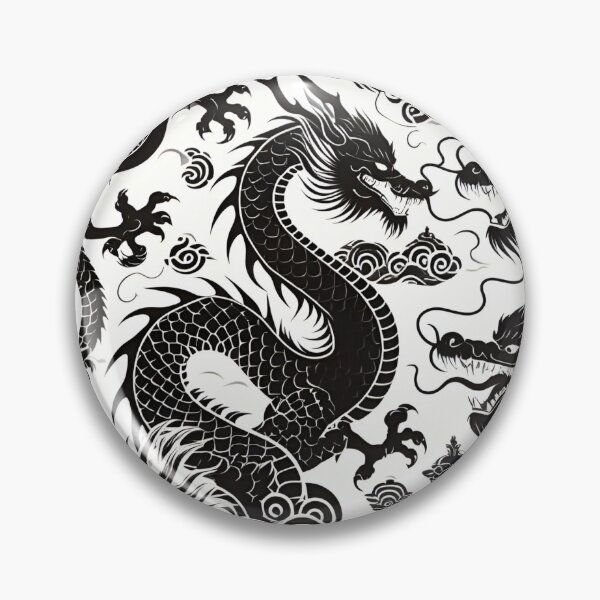 Item preview, Chinese Dragon Black White Pattern designed and sold by Jcat7.