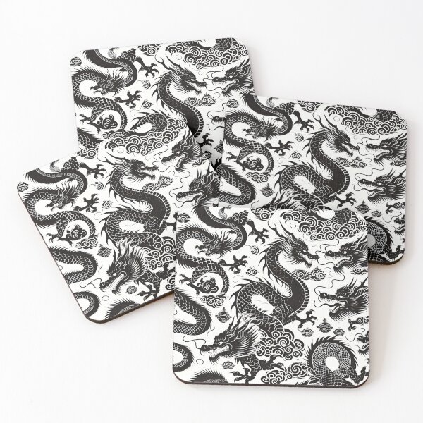 Item preview, Chinese Dragon Black White Pattern designed and sold by Jcat7.