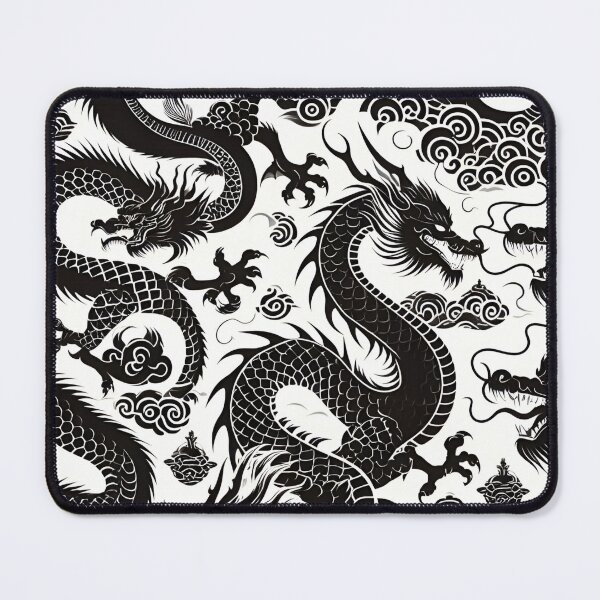 Item preview, Chinese Dragon Black White Pattern designed and sold by Jcat7.