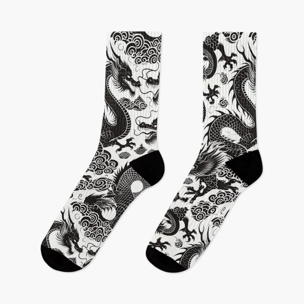 Item preview, Chinese Dragon Black White Pattern designed and sold by Jcat7.