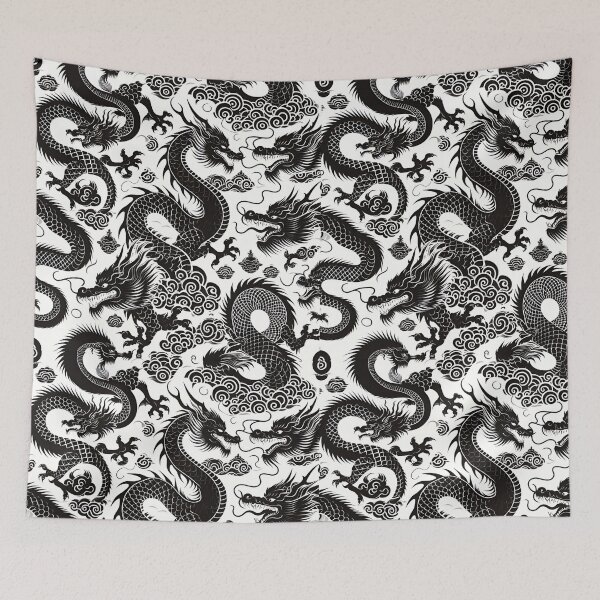 Item preview, Chinese Dragon Black White Pattern designed and sold by Jcat7.