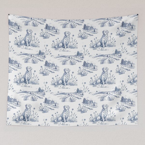 Item preview, Country Side Dog Toile in Blue designed and sold by Tamas Das.