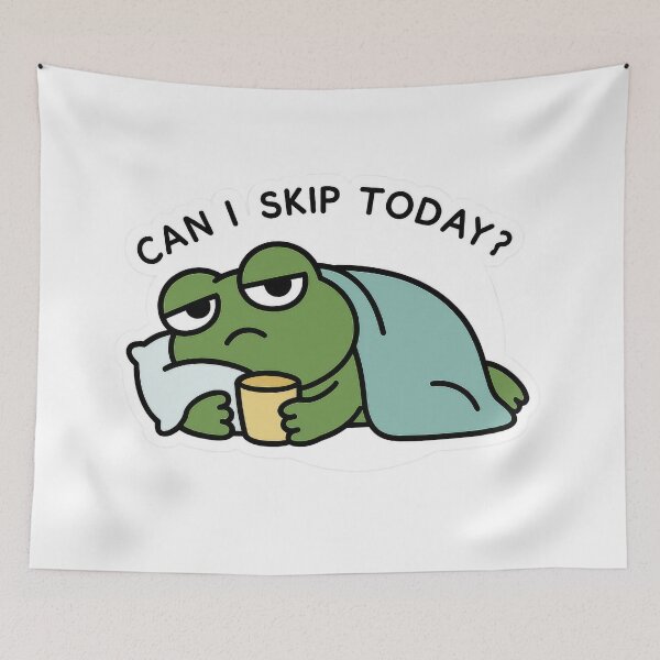 Item preview, Sleepy Frog – Can I Skip Today? Sticker designed and sold by champkppwc.