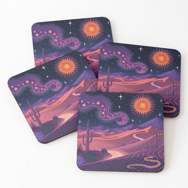 Item preview, Psychedelic Desert Nights – Cosmic Cactus & Star Snake Landscape designed and sold by Artsprint941.