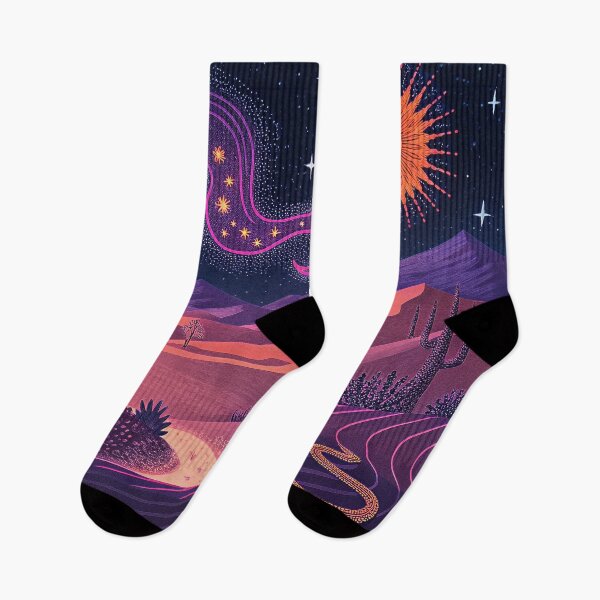 Item preview, Psychedelic Desert Nights – Cosmic Cactus & Star Snake Landscape designed and sold by Artsprint941.