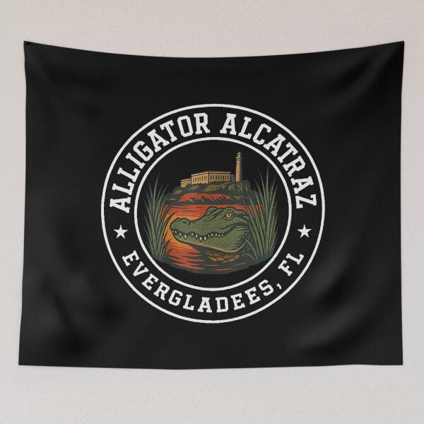 Aperçu de l'œuvre Alligator Alcatraz | Parodie des Everglades de Floride créée et vendue par SteveAllentc.