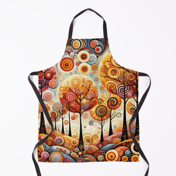 Item preview, Colorful Autumn Lollipop Trees Landscape - Scandinavian Folk Art by heidiannemorris © designed and sold by FOLK ART FUSION.