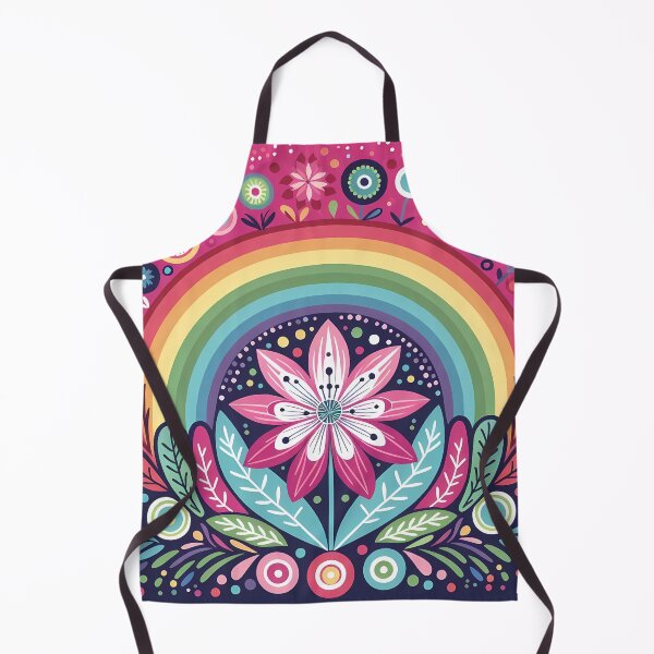 Item preview, Vibrant Spring Rainbow and Lotus Flower - Scandinavian Folk Art by heidiannemorris © designed and sold by FOLK ART FUSION.