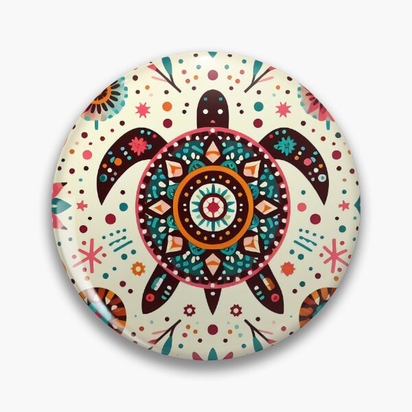 Item preview, Vibrant Summer Turtle - Scandinavian Folk Art by heidiannemorris © designed and sold by FOLK ART FUSION by heidiannemorris.