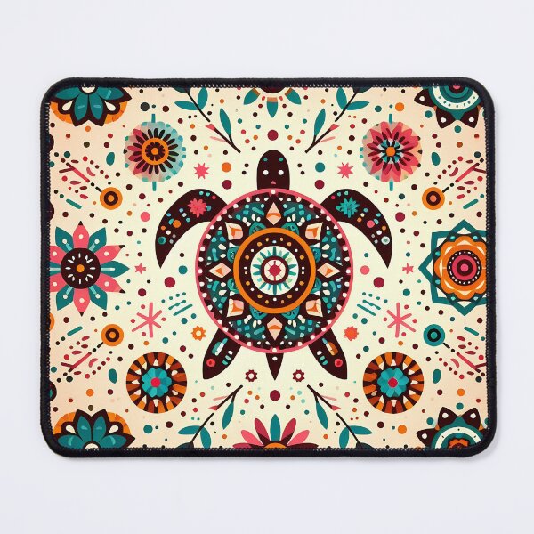 Item preview, Vibrant Summer Turtle - Scandinavian Folk Art by heidiannemorris © designed and sold by FOLK ART FUSION by heidiannemorris.