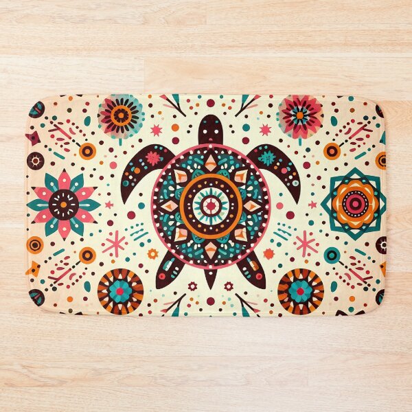 Item preview, Vibrant Summer Turtle - Scandinavian Folk Art by heidiannemorris © designed and sold by FOLK ART FUSION by heidiannemorris.
