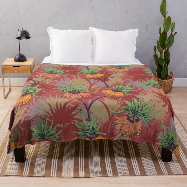 Item preview, Maximalist Tropical Lilies in Red and Orange designed and sold by lottibrown.