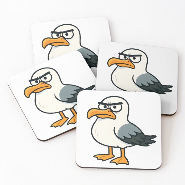 Item preview, Grumpy Cartoon Seagull – Funny Seaside Bird Caricature Illustration designed and sold by Hit the Wall.