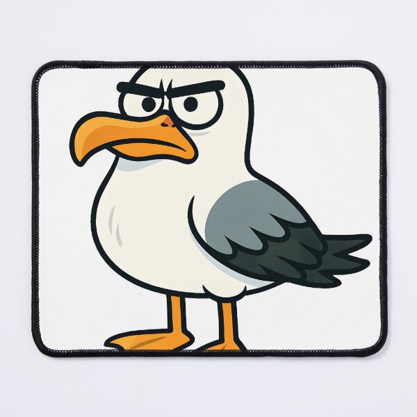 Item preview, Grumpy Cartoon Seagull – Funny Seaside Bird Caricature Illustration designed and sold by Hit the Wall.