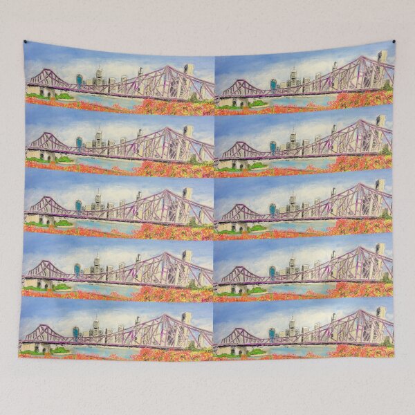Item preview, Story Bridge with Bougainvillea designed and sold by gillsart.