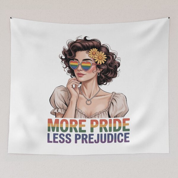 Item preview, More Pride, Less Prejudice – Floral Retro LGBTQ+ Empowerment Art designed and sold by JayceTucker89.