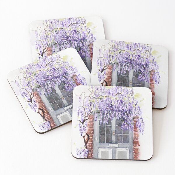 Item preview, Wisteria season in London watercolour grey house designed and sold by ColorandColor.