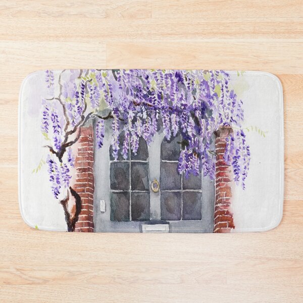 Item preview, Wisteria season in London watercolour grey house designed and sold by ColorandColor.