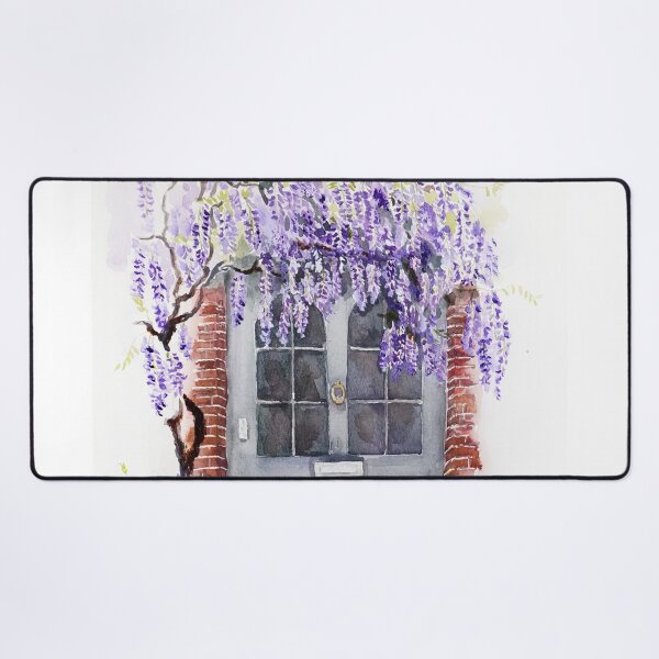 Item preview, Wisteria season in London watercolour grey house designed and sold by SelenePaintings .